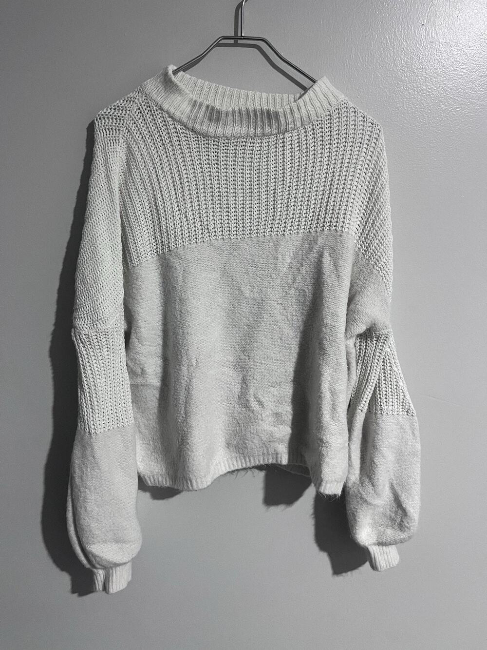 Miracle USA Sweater Womens S/M White Chunky-Knit Pullover Oversized Balloon